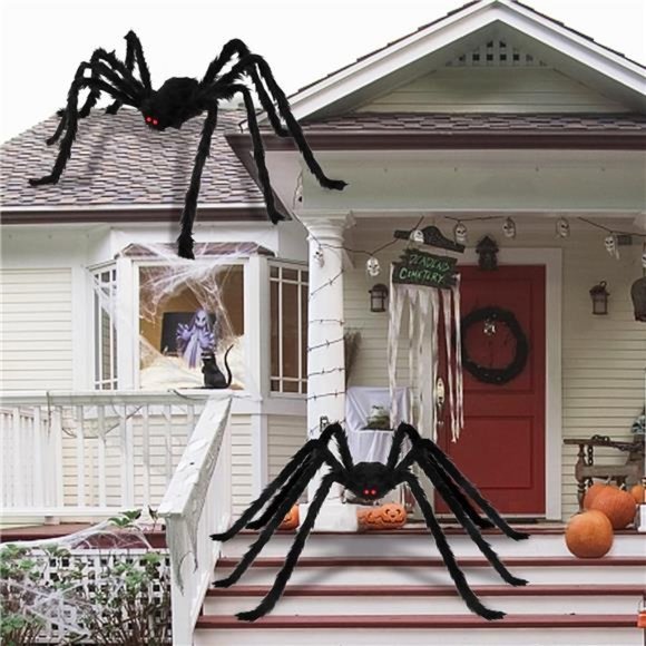 Halloween Giant Spider Decorations Outdoor: 2 Pack 5 Ft. Large Spiders - Picture 4 of 6